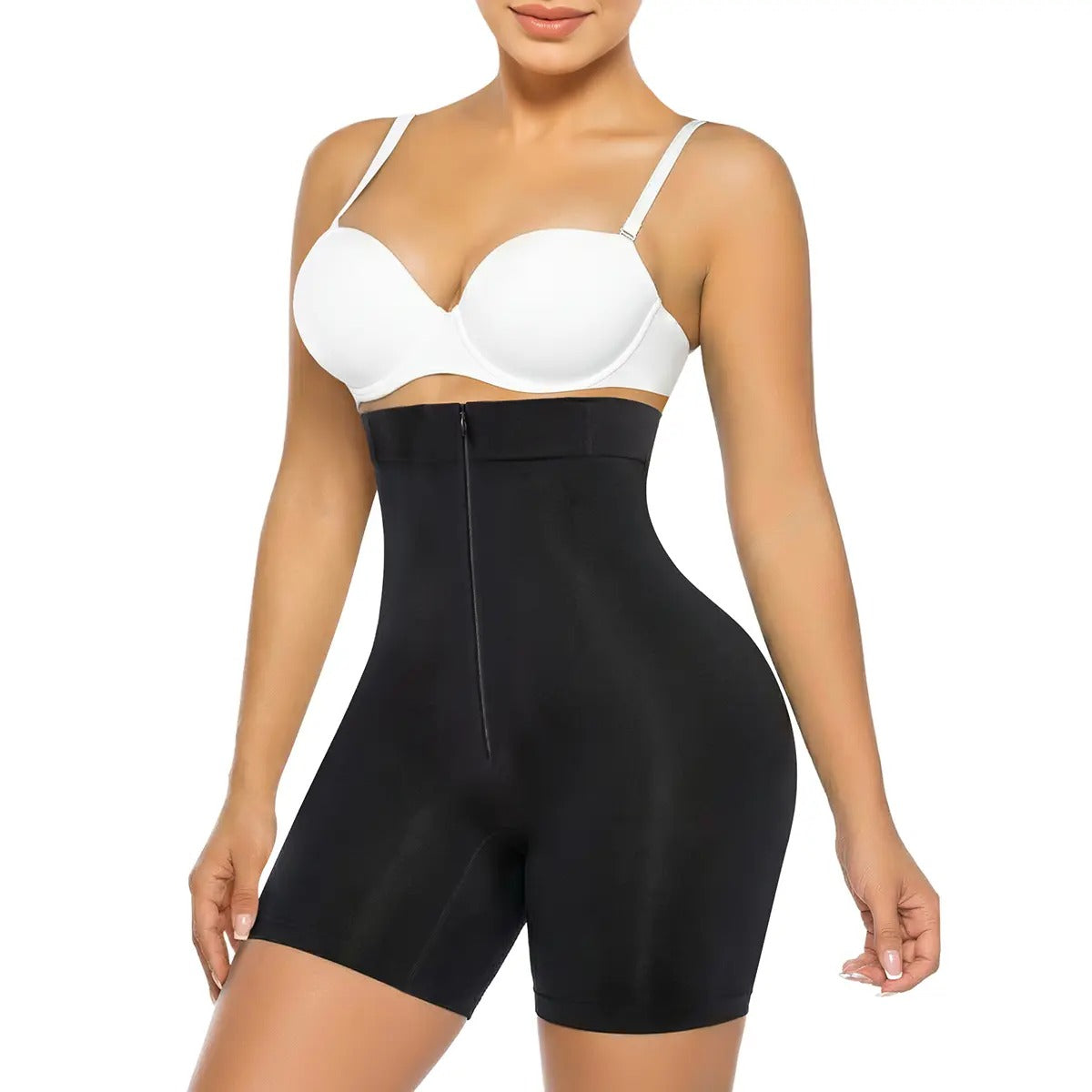 Women High Waisted Tummy Control Shapewear Shorts, Zip-Up Seamless Underwear