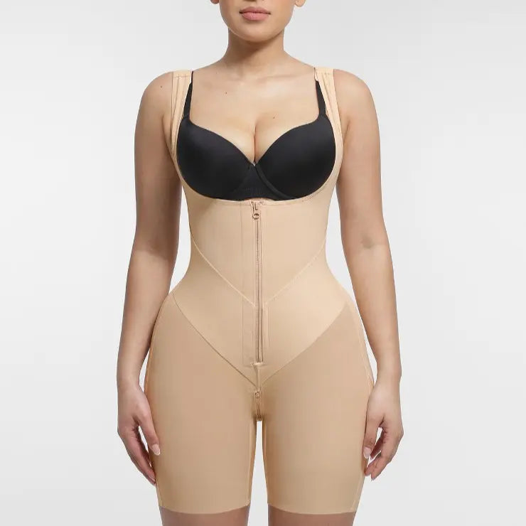 Fajas Colombianas Moldeadoras Butt Lifting Shapewear Bodysuit, Postpartum High Compression Faja with Zipper Crotch for Women