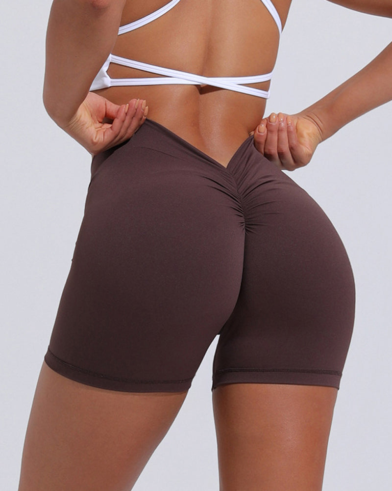 Women V Back Push Up High waist  hip lifting Workout Yoga Shorts